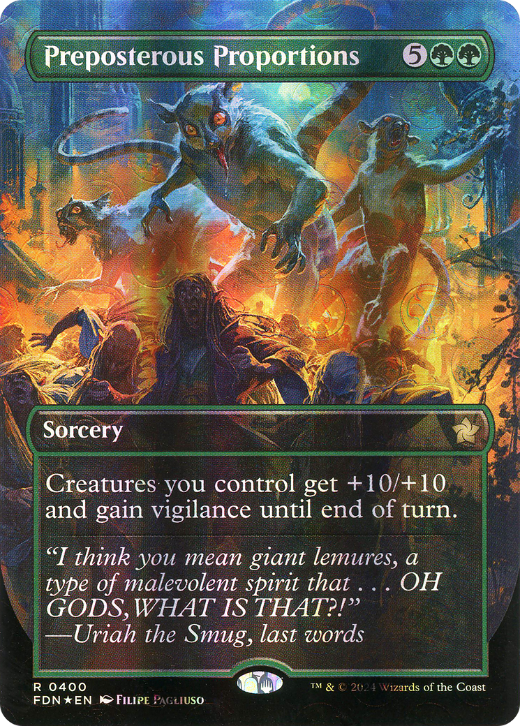 Preposterous Proportions (Mana Foil) (FDN-400) [Foundations] (Borderless) Foil MTG Single Wizards of the Coast