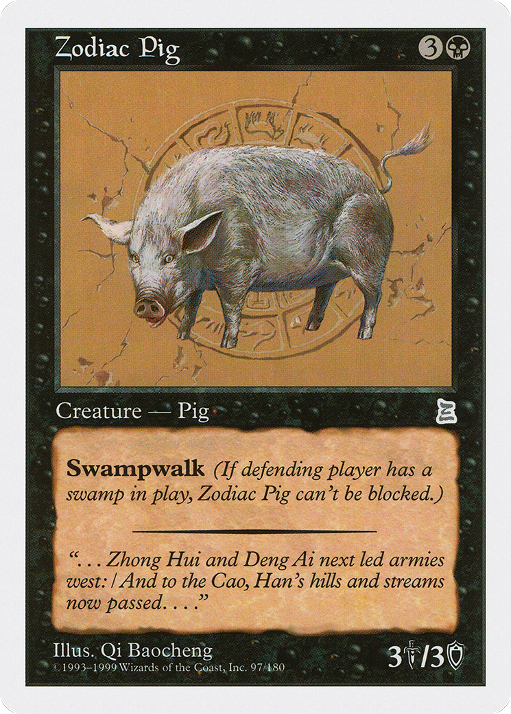 Zodiac Pig (PTK-097) [Oldschool] Portal Three Kingdoms MTG Single Wizards of the Coast