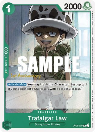 Trafalgar Law (027) (OP05-027) [Awakening of the New Era: 1st Anniversary Tournament Cards] One Piece Single Bandai