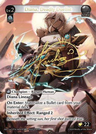 Diana, Deadly Duelist (CSR) (009A) (ALC1E) (009A) [Alchemical Revolution] Foil Grand Archive Single Weebs of the Shore