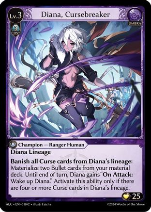 Diana, Cursebreaker (010) [Alchemical Revolution] Foil Grand Archive Single Weebs of the Shore