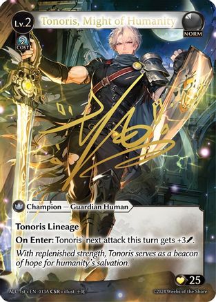 Tonoris, Might of Humanity (CSR) (013A) (ALC1E) (013A) [Alchemical Revolution] Foil Grand Archive Single Weebs of the Shore