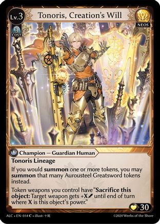 Tonoris, Creation's Will (014) [Alchemical Revolution] Foil Grand Archive Single Weebs of the Shore
