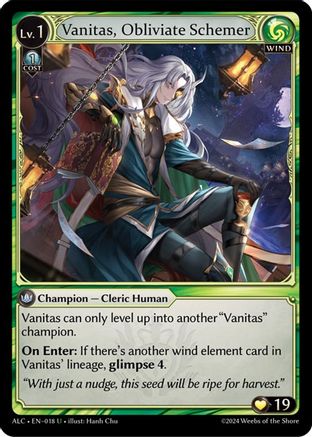 Vanitas, Obliviate Schemer (018) [Alchemical Revolution] Grand Archive Single Weebs of the Shore