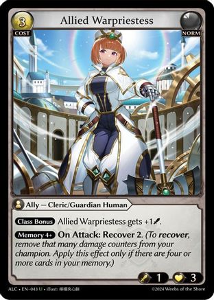 Allied Warpriestess (043) [Alchemical Revolution] Foil Grand Archive Single Weebs of the Shore
