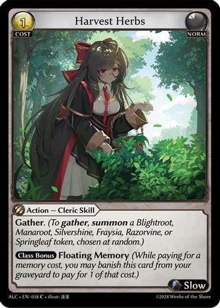 Harvest Herbs (058) [Alchemical Revolution] Foil Grand Archive Single Weebs of the Shore