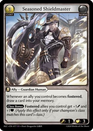 Seasoned Shieldmaster (077) [Alchemical Revolution] Foil Grand Archive Single Weebs of the Shore