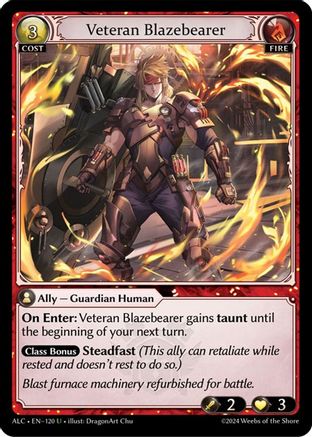 Veteran Blazebearer (120) [Alchemical Revolution] Foil Grand Archive Single Weebs of the Shore