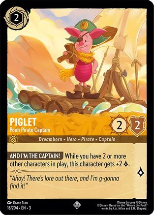 Piglet - Pooh Pirate Captain (16/204) [Into the Inklands] Cold Foil Lorcana Single Disney