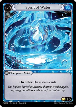 Spirit of Water (002) [Alchemical Revolution Starter Decks] Grand Archive Single Weebs of the Shore