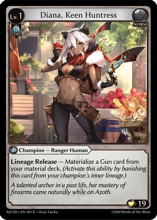 Diana, Keen Huntress (007) [Alchemical Revolution Starter Decks] Grand Archive Single Weebs of the Shore