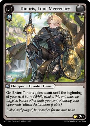 Tonoris, Lone Mercenary (010) [Alchemical Revolution Starter Decks] Grand Archive Single Weebs of the Shore