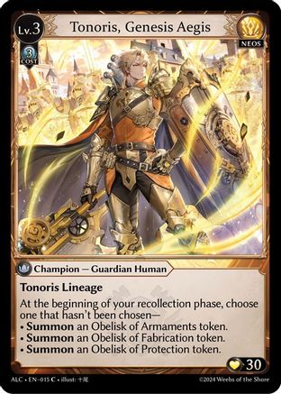 Tonoris, Genesis Aegis (012) [Alchemical Revolution Starter Decks] Grand Archive Single Weebs of the Shore