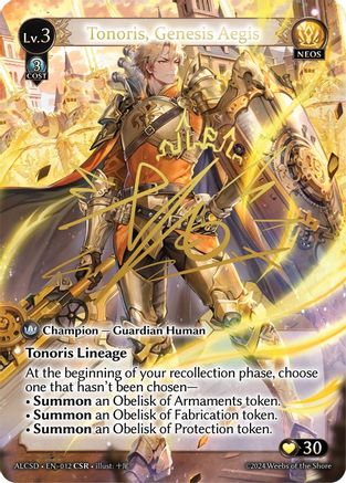 Tonoris, Genesis Aegis (CSR) (012) [Alchemical Revolution Starter Decks] Foil Grand Archive Single Weebs of the Shore
