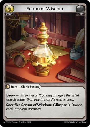 Serum of Wisdom (061) [Alchemical Revolution Starter Decks] Grand Archive Single Weebs of the Shore
