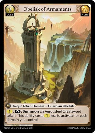 Obelisk of Armaments (098) [Alchemical Revolution Starter Decks] Grand Archive Single Weebs of the Shore