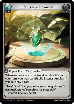 Life Essence Amulet (009) [Promotional Cards] Grand Archive Single Weebs of the Shore