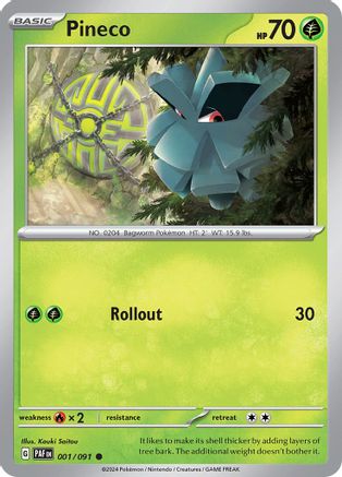 Pineco - 001/091 Reverse Holofoil [SV: Paldean Fates] Pokemon Single Pokémon