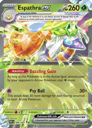 Espathra ex - 006/091 Holofoil [SV: Paldean Fates] Pokemon Single Pokémon