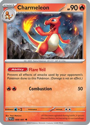 Charmeleon - 008/091 Reverse Holofoil [SV: Paldean Fates] Pokemon Single Pokémon