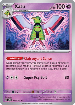 Xatu - 026/091 Holofoil [SV: Paldean Fates] Pokemon Single Pokémon