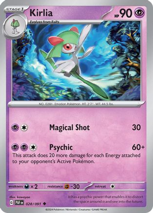 Kirlia - 028/091 Reverse Holofoil [SV: Paldean Fates] Pokemon Single Pokémon