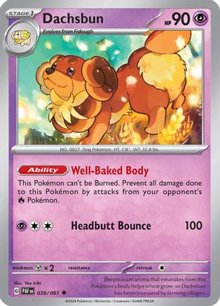 Dachsbun - 039/091 [SV: Paldean Fates] Pokemon Single Pokémon