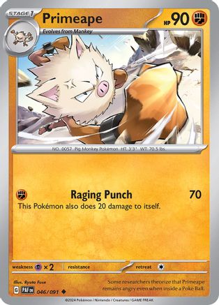 Primeape - 046/091 (46) Reverse Holofoil [SV Paldean Fates] Pokemon Single Pokémon