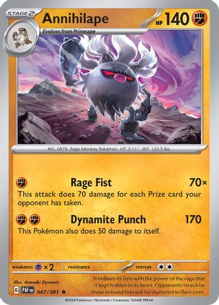 Annihilape - 047/091 Reverse Holofoil [SV: Paldean Fates] Pokemon Single Pokémon