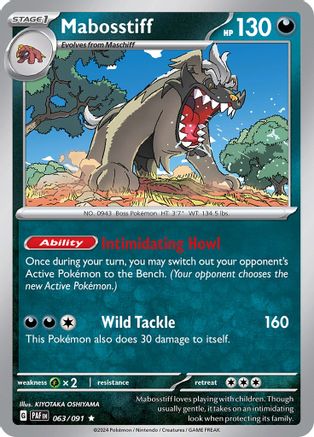 Mabosstiff - 063/091 Reverse Holofoil [SV: Paldean Fates] Pokemon Single Pokémon