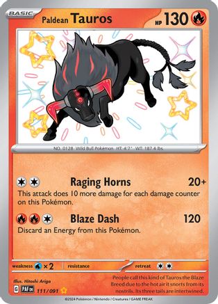 Paldean Tauros - 111/091 Holofoil [SV: Paldean Fates] Pokemon Single Pokémon