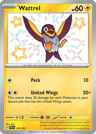 Wattrel (145) Holofoil [SV: Paldean Fates] Pokemon Single Pokémon