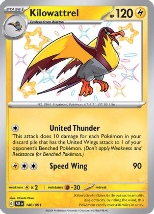 Kilowattrel - 146/091 Holofoil [SV: Paldean Fates] Pokemon Single Pokémon