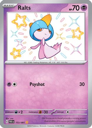 Ralts - 153/091 (153) Holofoil [SV: Paldean Fates] Pokemon Single Pokémon