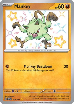 Mankey - 169/091 Holofoil [SV: Paldean Fates] Pokemon Single Pokémon