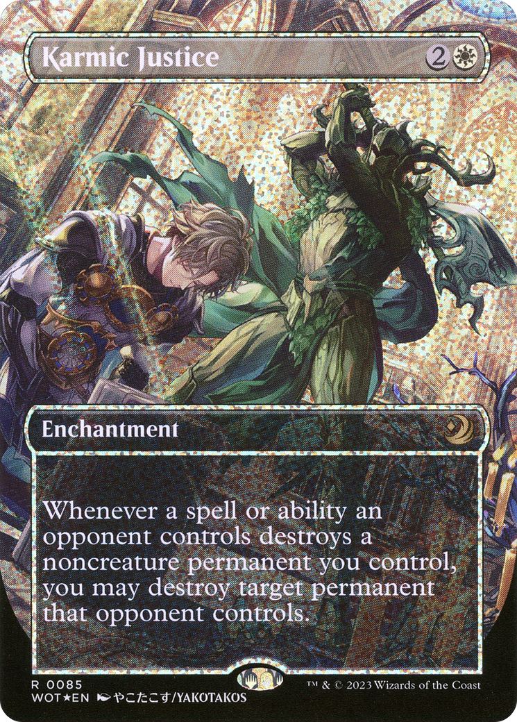 Karmic Justice (Anime Borderless) (Confetti Foil) (WOT-085) [Wilds of Eldraine: Enchanting Tales] (Borderless) Foil MTG Single Wizards of the Coast