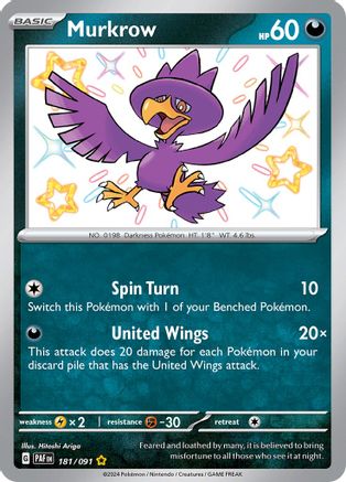 Murkrow (181) Holofoil [SV: Paldean Fates] Pokemon Single Pokémon