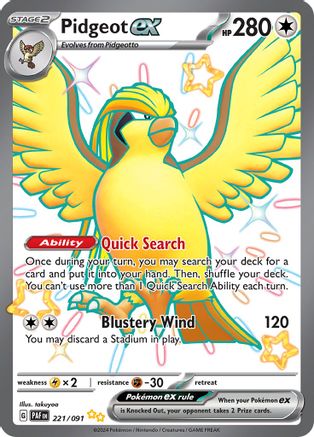 Pidgeot ex (221) Holofoil [SV: Paldean Fates] Pokemon Single Pokémon