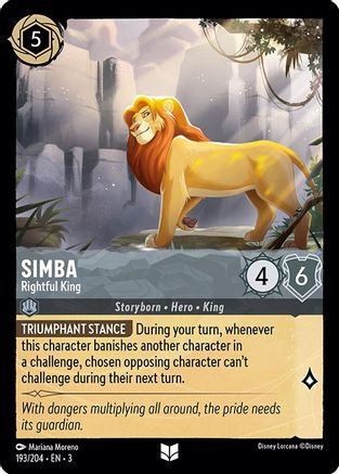 Simba - Rightful King (193/204) [Into the Inklands] Cold Foil Lorcana Single Disney