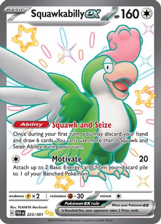 Squawkabilly ex - 223/091 Holofoil [SV: Paldean Fates] Pokemon Single Pokémon