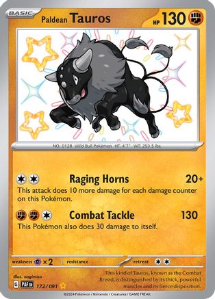 Paldean Tauros - 172/091 Holofoil [SV: Paldean Fates] Pokemon Single Pokémon