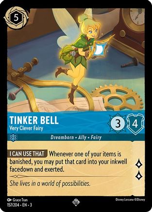 Tinker Bell - Very Clever Fairy (157/204) [Into the Inklands] Cold Foil Lorcana Single Disney
