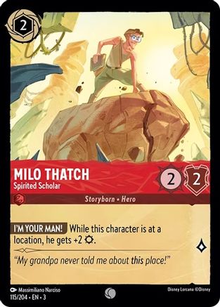 Milo Thatch - Spirited Scholar (115/204) [Into the Inklands] Cold Foil Lorcana Single Disney