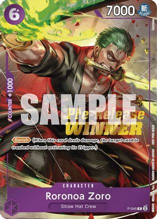 Roronoa Zoro (OP-06 Pre-Release Tournament) [Winner] (P-045) [One Piece Promotion Cards] Foil One Piece Single Bandai