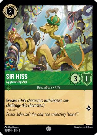 Sir Hiss - Aggravating Asp (86/204) [Into the Inklands] Cold Foil Lorcana Single Disney