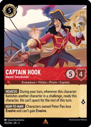 Captain Hook - Master Swordsman (105/204) [Into the Inklands] Cold Foil Lorcana Single Disney