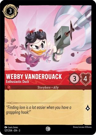 Webby Vanderquack - Enthusiastic Duck (127/204) [Into the Inklands] Cold Foil Lorcana Single Disney