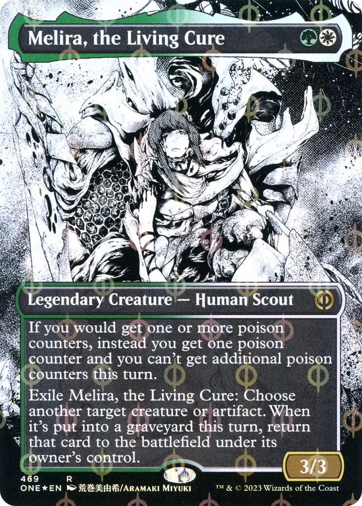 Melira, the Living Cure (Step-and-Compleat Foil) (ONE-469) [Phyrexia: All Will Be One] (Showcase) (Borderless) Foil MTG Single Wizards of the Coast