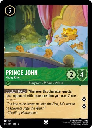 Prince John - Phony King (83/204) [Into the Inklands] Cold Foil Lorcana Single Disney