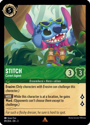Stitch - Covert Agent (89/204) [Into the Inklands] Cold Foil Lorcana Single Disney